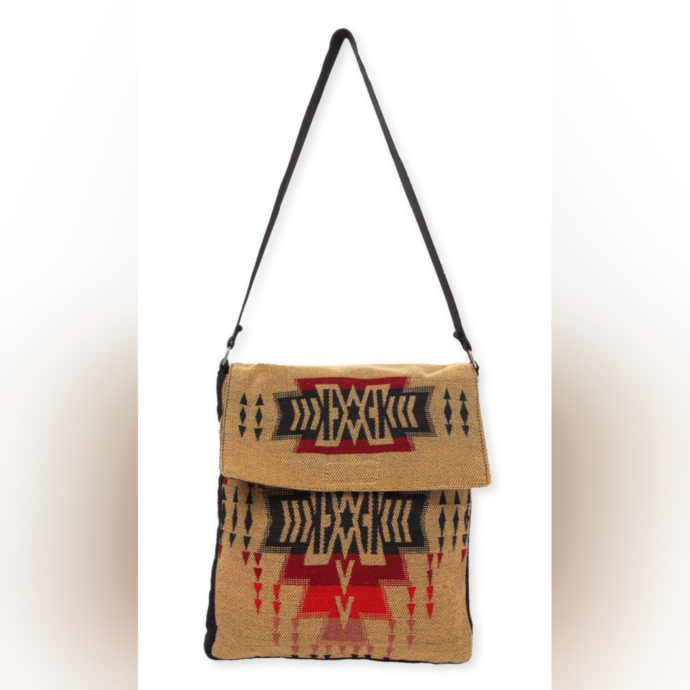 Flap Top Shoulder Bag - Southwest Style - Ethnic Inspired Design - Lightweight